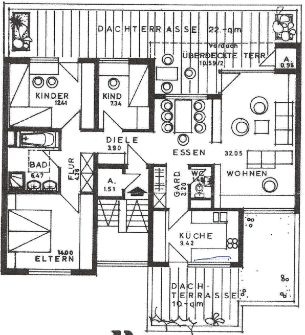 Grundriss Traubenstr. 5, Pfullingen Penthousewohnung Pfullingen