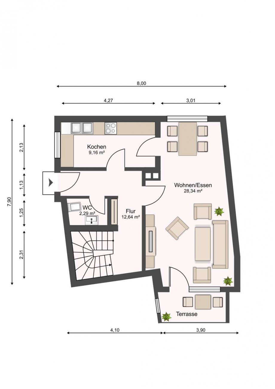 Grundriss EG Wohnung B�hl-Iggelheim