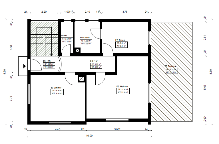 Grundriss EG Einfamilienhaus Forbach