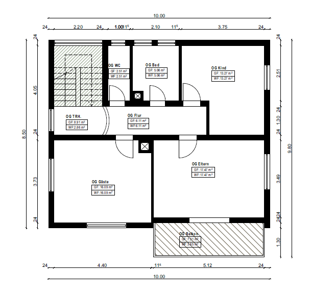 Grundriss OG Einfamilienhaus Forbach